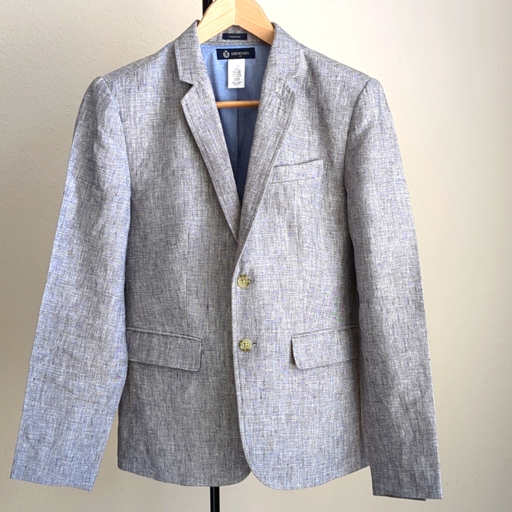 J.Crew Crewcuts Thompson Boys Linen Blazer Jacket Sz 14
